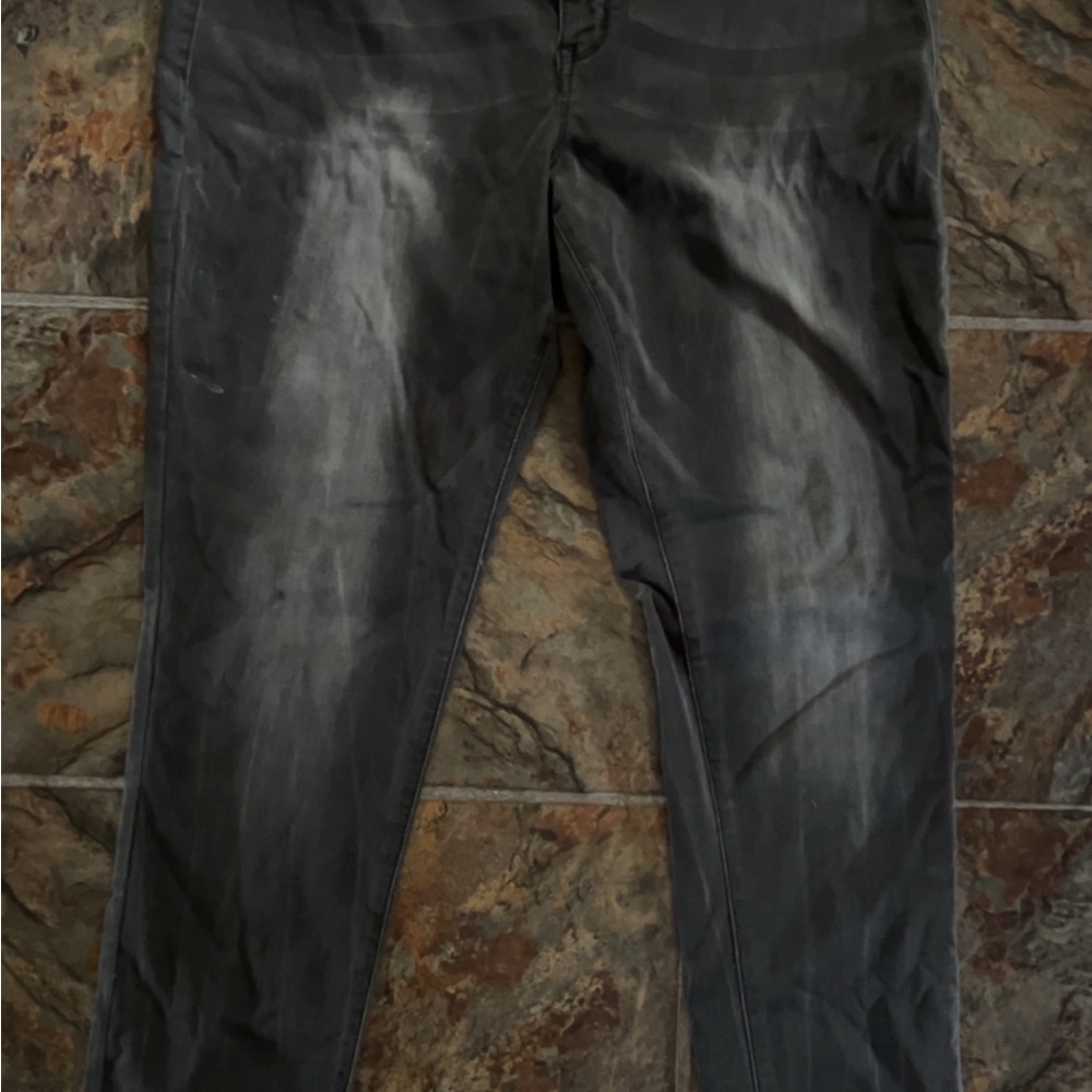 Maurices Charcoal Black Skinny Jeans with Red Stitching